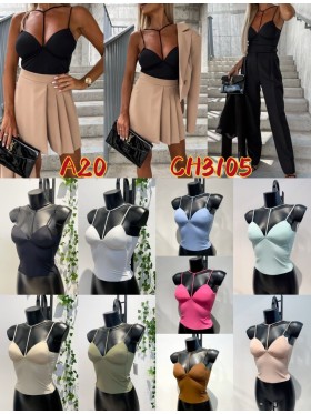 Bluzki damskie Włoski, size uni, paczka 6szt, mix kolor