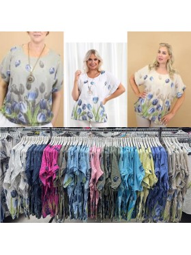 Bluzki damskie wloskie, Size uni,paczka 6szt,mix kolor