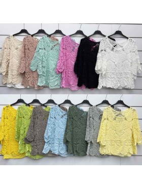 Bluzki damskie Włoski, size uni, paczka 6szt, mix kolor