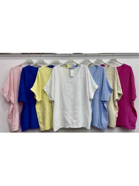 Bluzki damskie wloskie, size  uni, paczka 6szt,mix kolor