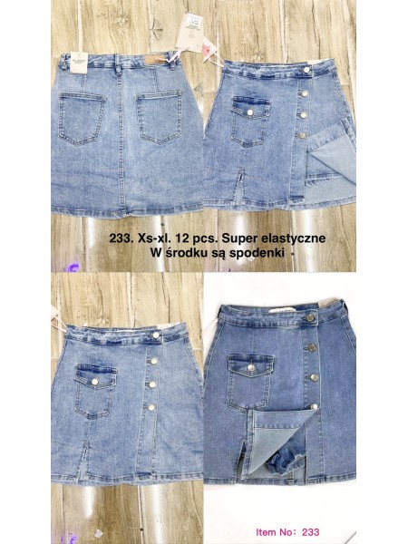 Spódnica krótka jeansowa damska ,size xs-xl,paczka 12szt ,