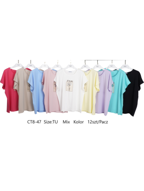 Bluzki damskie , size uni, paczka 12szt,mix kolor