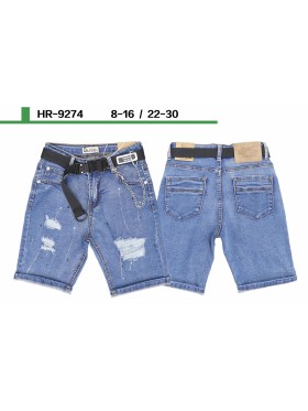 Spodenki jeans dzieciece rozm 8-16 lat, paczka 5szt, 1 kolor