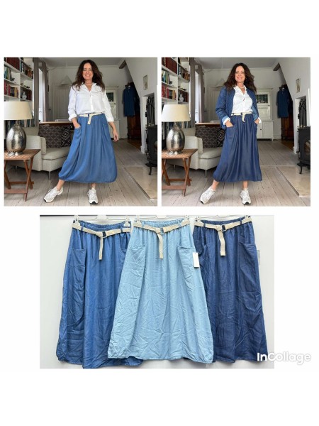 Spódnica długa damskie wloskie, size uni, paczka 6szt,mix kolor