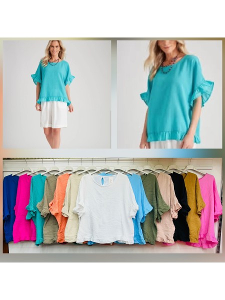 Bluzki damskie wloskie, size uni, paczka 6szt,mix kolor