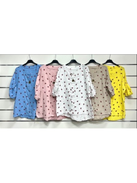 Bluzki damskie wloskie, size uni, paczka 6szt,mix kolor