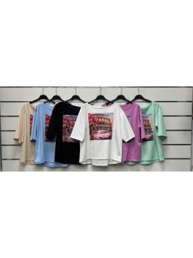Bluzki damskie wloskie, size uni, paczka 6szt,mix kolor