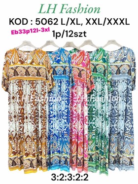 Sukienki damskie , size l-3xl, paczka 12szt,mix kolor