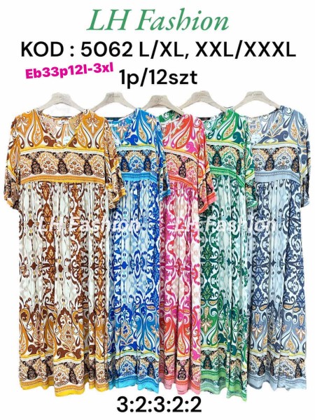 Sukienki damskie , size l-3xl, paczka 12szt,mix kolor