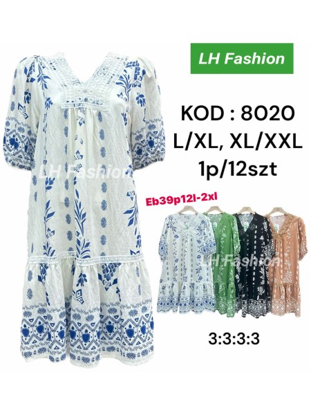 Sukienki damskie , size l-3xl, paczka 12szt,mix kolor