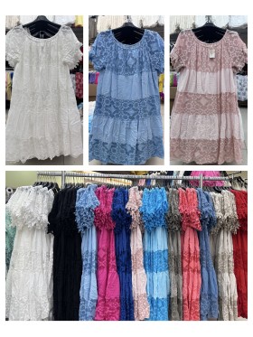 Sukienki damskie wloskie, size uni , paczka 6szt,mix kolor