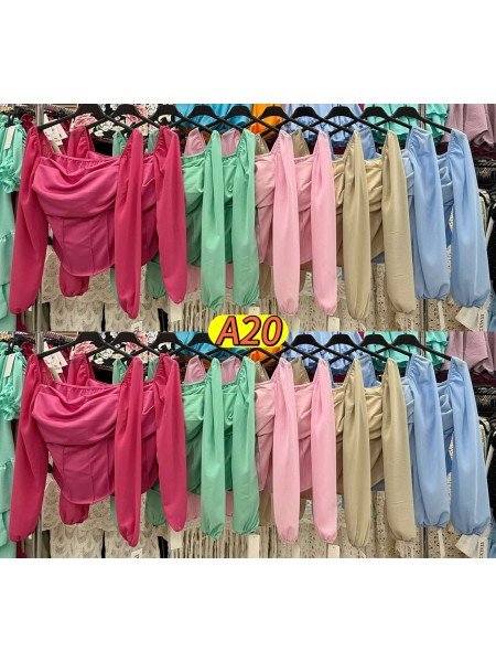 Bluzki damskie wloskie, size uni, paczka 6szt,mix kolor