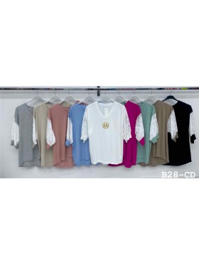 Bluzki damskie Włoskie , Size uni,paczka 6szt,mix kolor