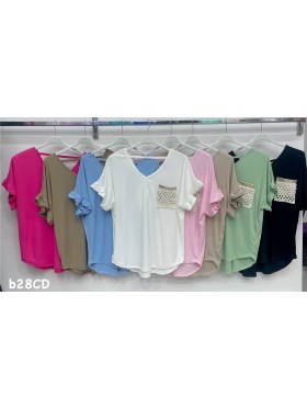 Bluzki damskie Włoskie , Size uni,paczka 6szt,mix kolor