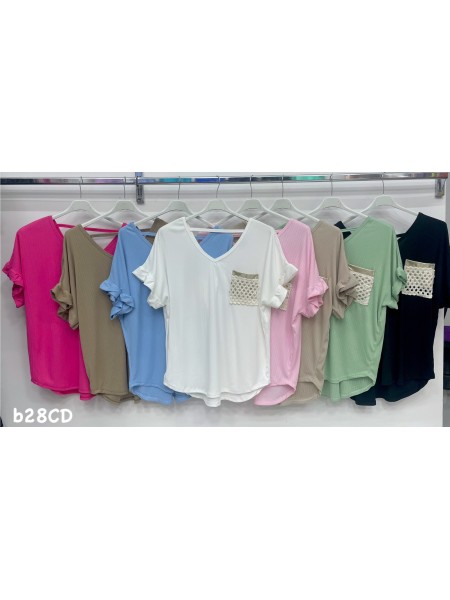 Bluzki damskie Włoskie , Size uni,paczka 6szt,mix kolor