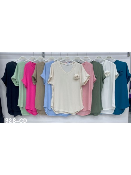Bluzki damskie Włoskie , Size uni,paczka 6szt,mix kolor