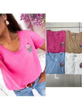 Bluzki damskie Tureckie, size uni, paczka 6szt, 1 kolor