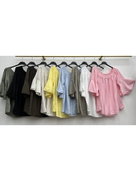 Bluzki damskie Włoskie, size uni, paczka 6szt, mix kolor