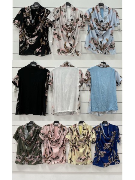 Bluzki damskie Włoski, size uni, paczka 6szt, mix kolor