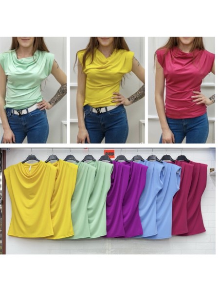 Bluzki damskie Włoski, size uni, paczka 6szt, mix kolor