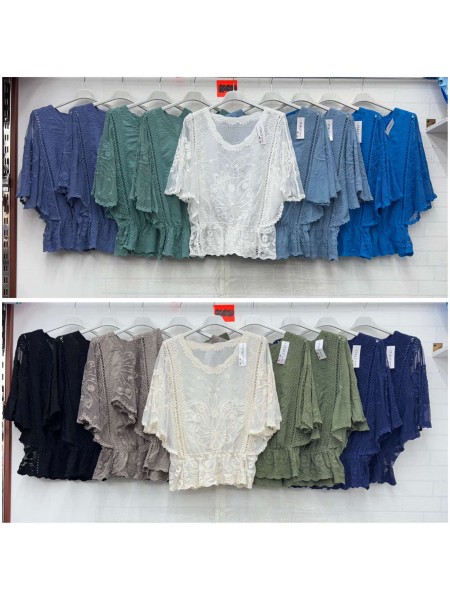 Bluzki damskie Włoski, size uni, paczka 6szt, mix kolor