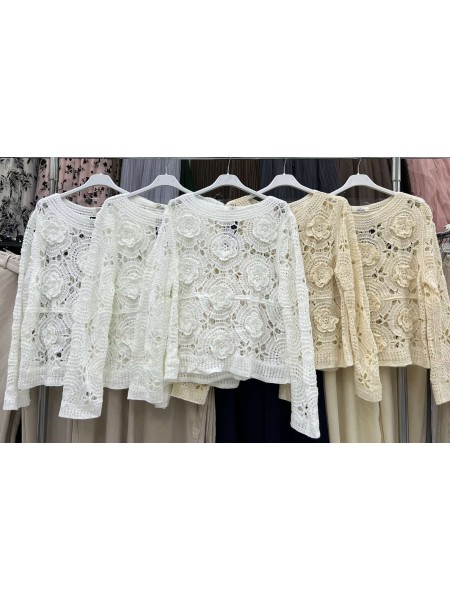 Bluzki damskie Włoski, size uni, paczka 6szt, mix kolor