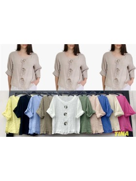 Bluzki damskie Włoski, size uni, paczka 6szt, mix kolor