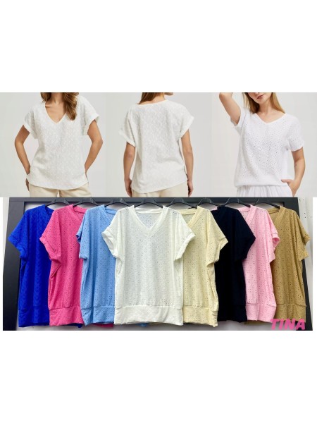 Bluzki damskie Włoski, size uni, paczka 6szt, mix kolor