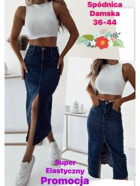 Spódnica długa Jeansowa damska ,size 36-44,paczka 10szt ,