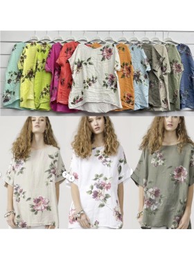 Bluzki damskie Włoski, size uni, paczka 6szt, mix kolor