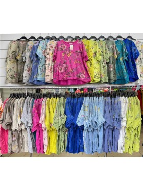 Bluzki damskie Włoski, size uni, paczka 6szt, mix kolor