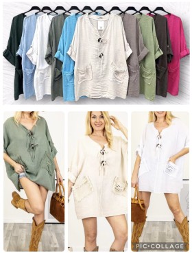 Bluzki damskie Włoski, size uni, paczka 6szt, mix kolor