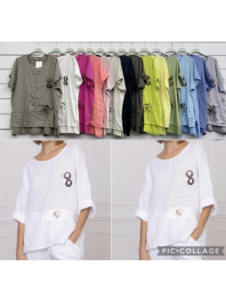 Bluzki damskie Włoski, size uni, paczka 6szt, mix kolor