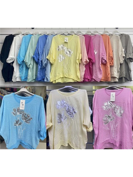 Bluzki damskie Włoski, size uni, paczka 6szt, mix kolor