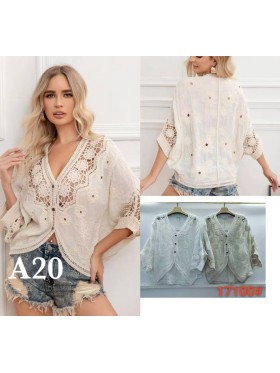 Bluzki damskie Włoski, size uni, paczka 6szt, mix kolor