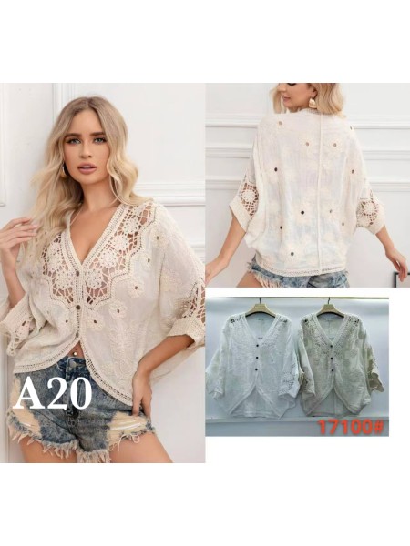 Bluzki damskie Włoski, size uni, paczka 6szt, mix kolor