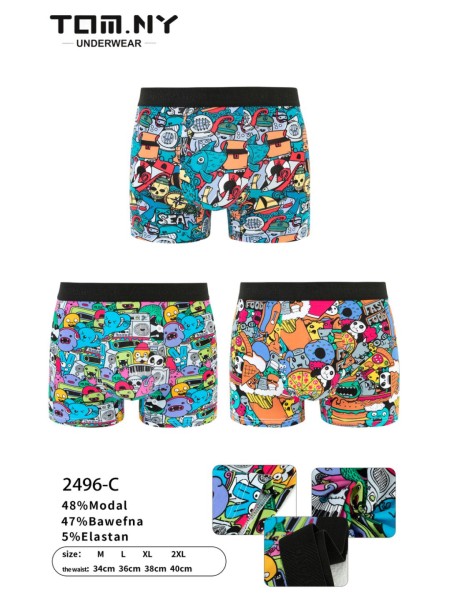 BOKSERKI MĘSKIE .SIZE: M-2XL (24 SZT/PACZKA) KOLOR JAK NA ZDZIĘCIU