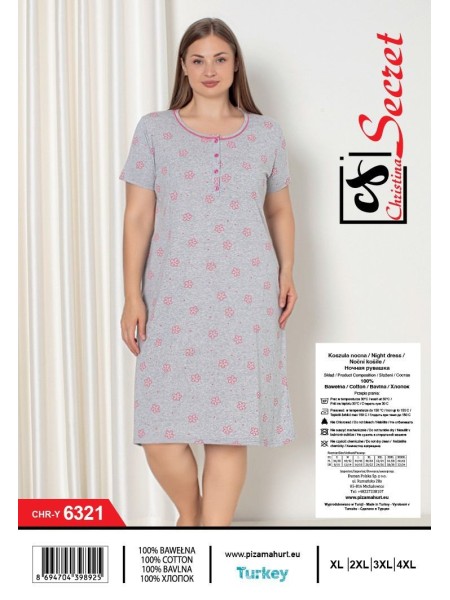Koszule nocne damskie tureckie, size l-4xl, paczka 12szt,1kolor