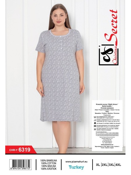 Koszule nocne damskie tureckie, size l-4xl, paczka 12szt,1kolor