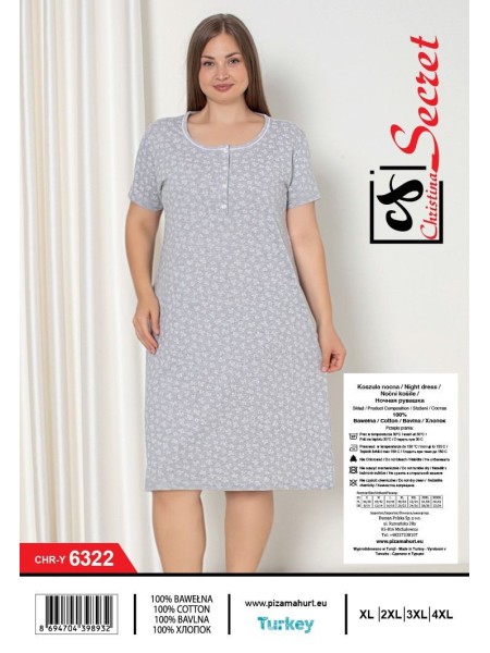 Koszule nocne damskie tureckie, size l-4xl, paczka 12szt,1kolor