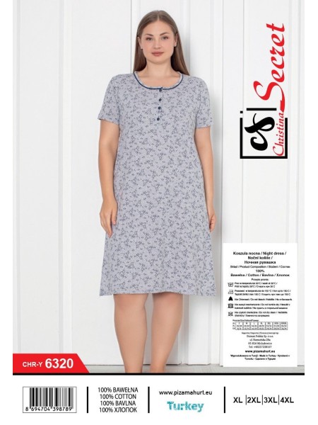 Koszule nocne damskie tureckie, size l-4xl, paczka 12szt,1kolor