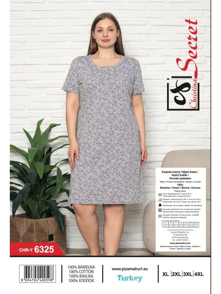 Koszule nocne damskie tureckie, size l-4xl, paczka 12szt,1kolor