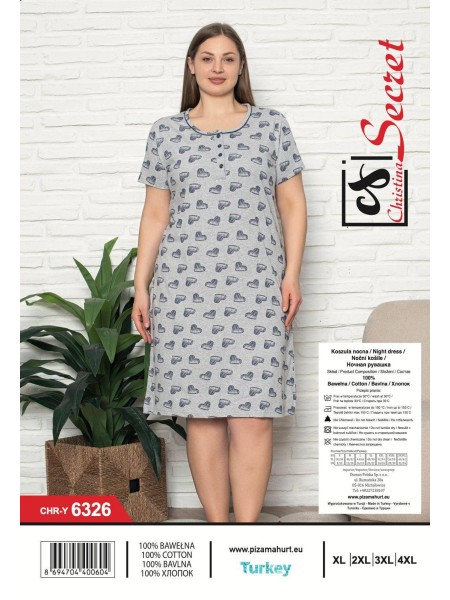 Koszule nocne damskie tureckie, size l-4xl, paczka 12szt,1kolor