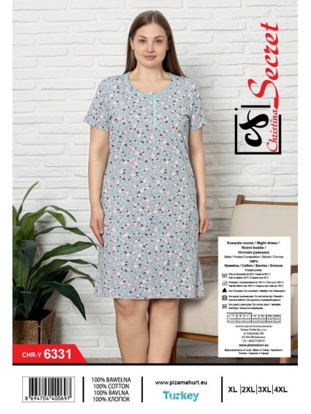 Koszule nocne damskie tureckie, size l-4xl, paczka 12szt,1kolor
