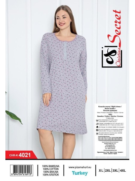 Koszule nocne damskie tureckie, size l-4xl, paczka 12szt,1kolor