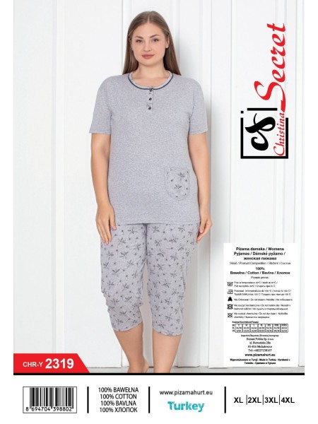 Piżama damskie tureckie, size l-4xl, paczka 12szt,1kolor