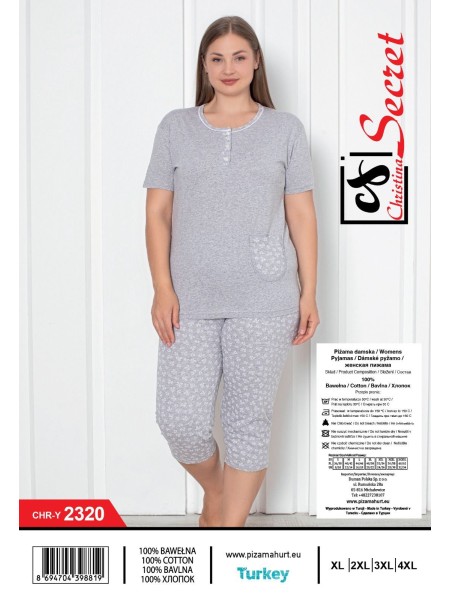 Piżama damskie tureckie, size l-4xl, paczka 12szt,1kolor