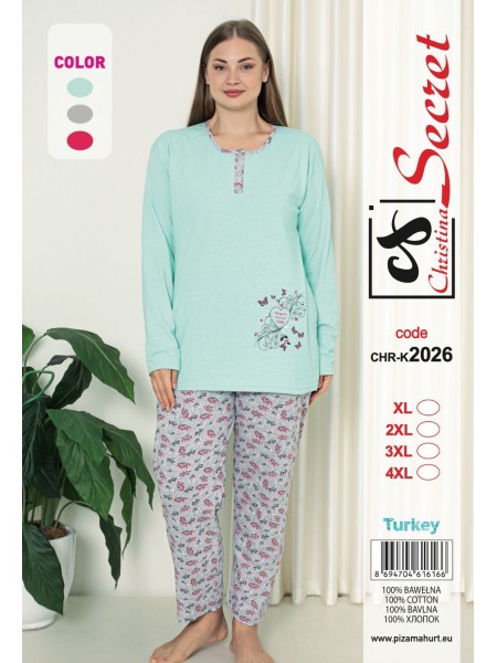Piżama damskie tureckie, size l-4xl, paczka 12szt,mix kolor