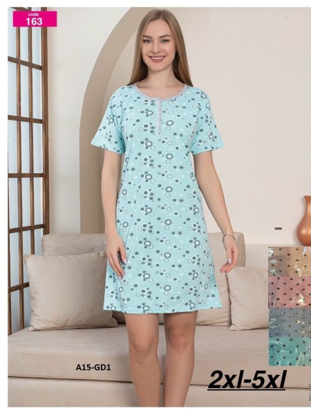 Koszule nocne damskie tureckie, size 2xl-5xl, paczka 12szt,mix kolor