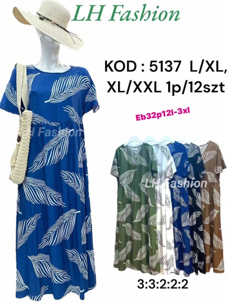 Sukienki damskie , size L-2XL, paczka 12szt, mix kolor